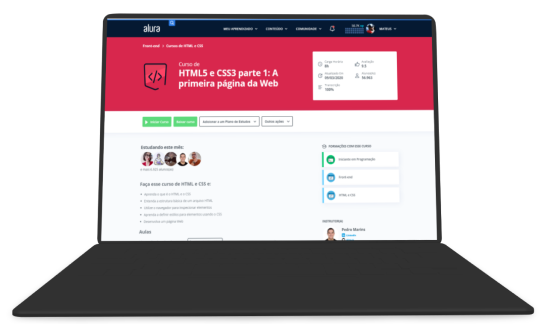 Monitor e celular com alura+ aberto